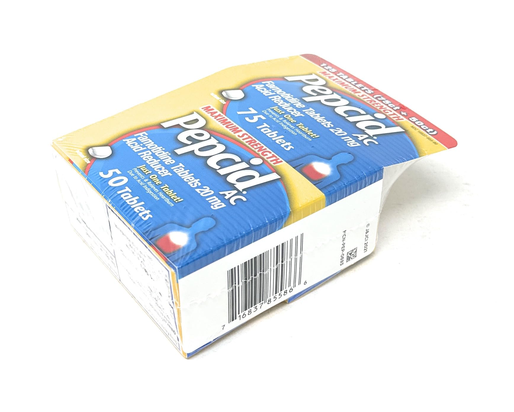 Pepcid AC travel-friendly pack in bag for quick heartburn relief