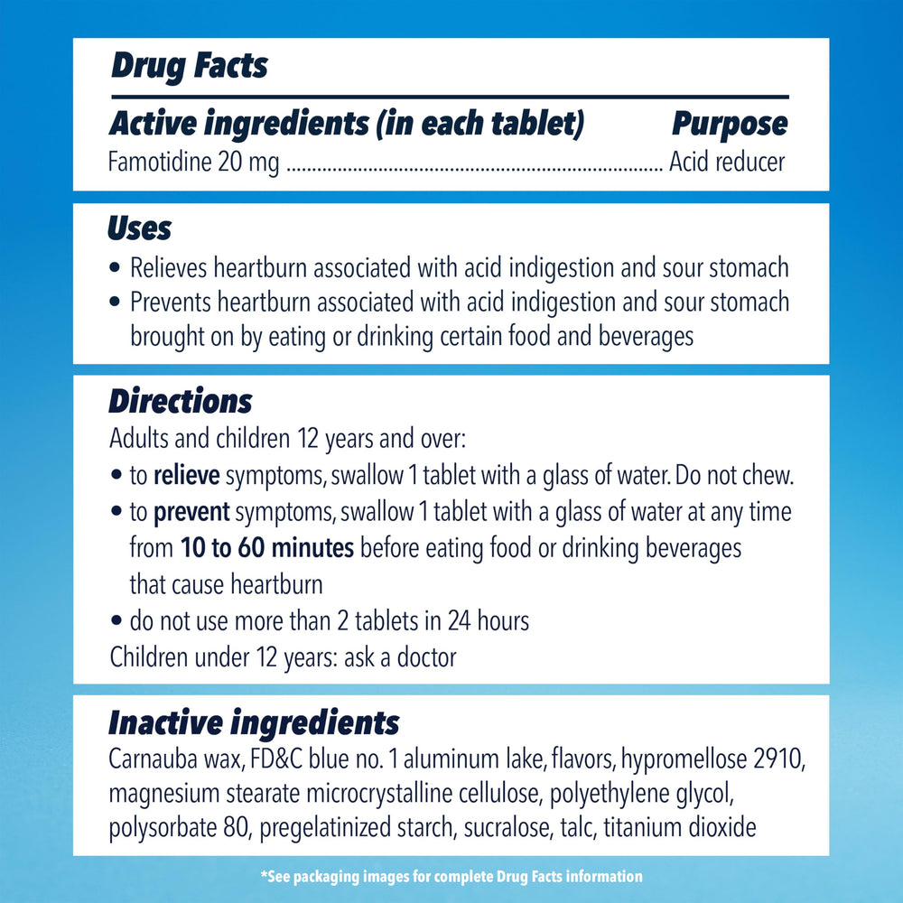 On-the-go Pepcid AC bottle signals ready-to-use heartburn relief.