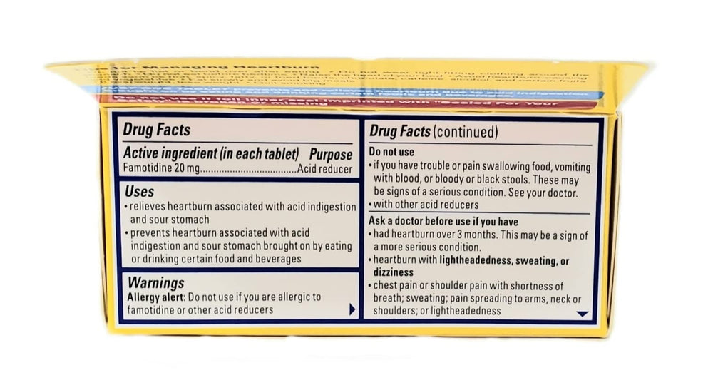 Pepcid AC tablet being swallowed with water for on the go heartburn relief