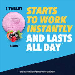 Pepcid Complete Berry packaging with chewables illustrating acid reducer and antacid action.