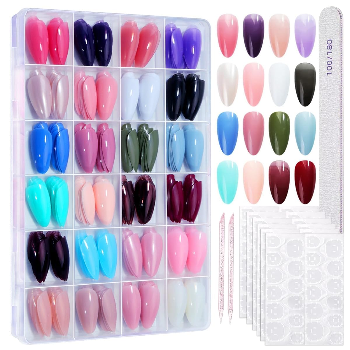 PEPFTG almond press-on nails kit for a full at-home manicure.