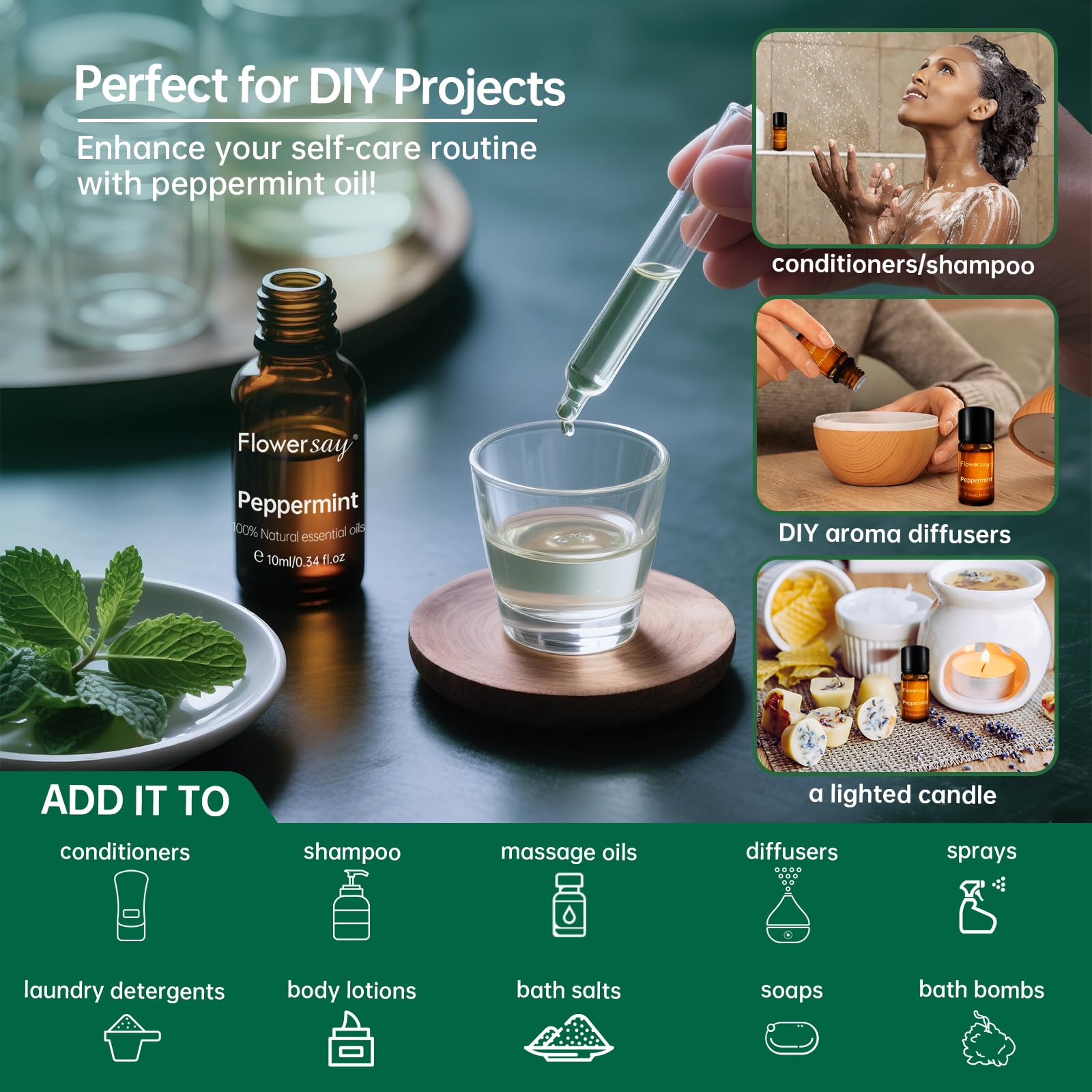 Aromatherapy peppermint oil for cooling mint scent