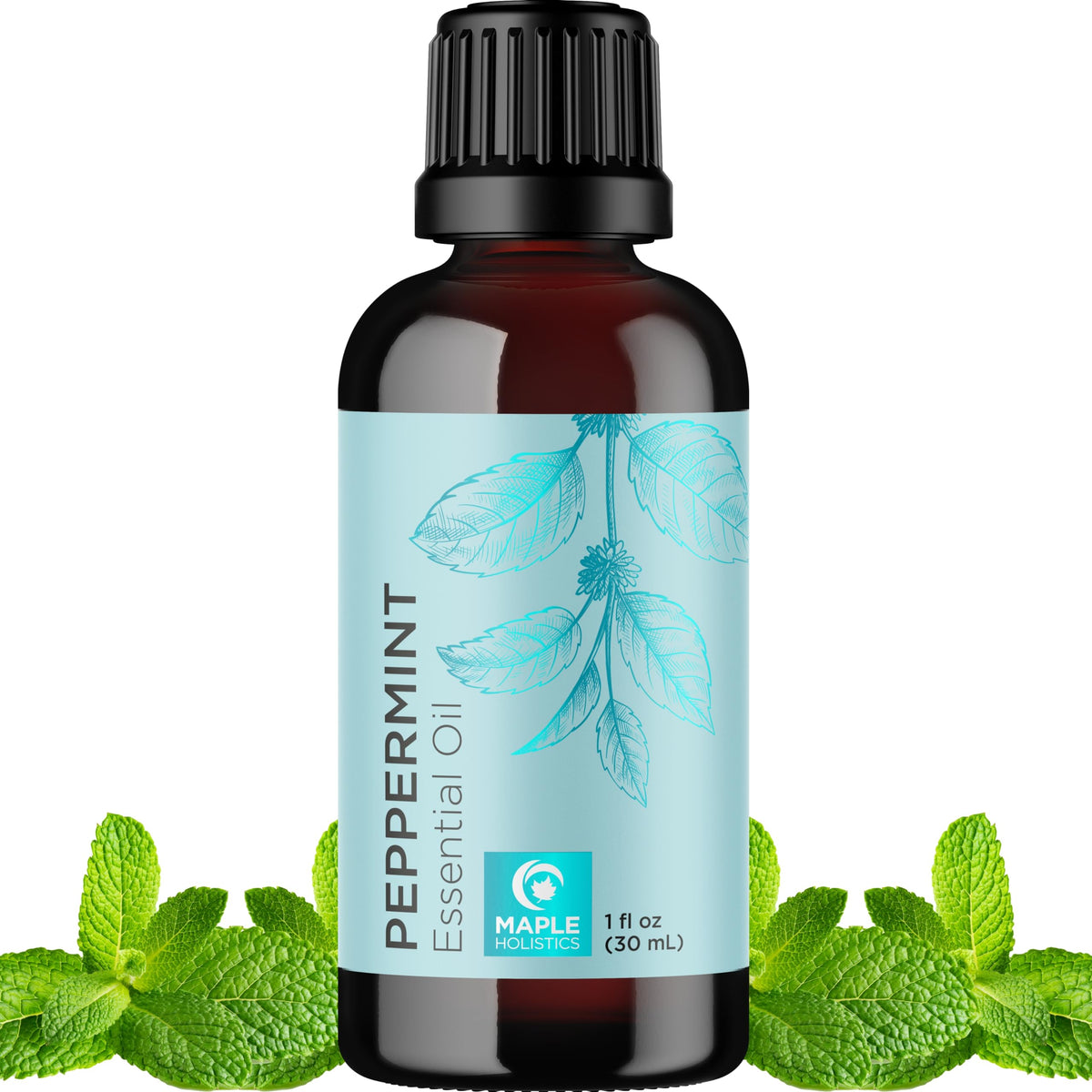 1oz bottle of peppermint essential oil for diffusers