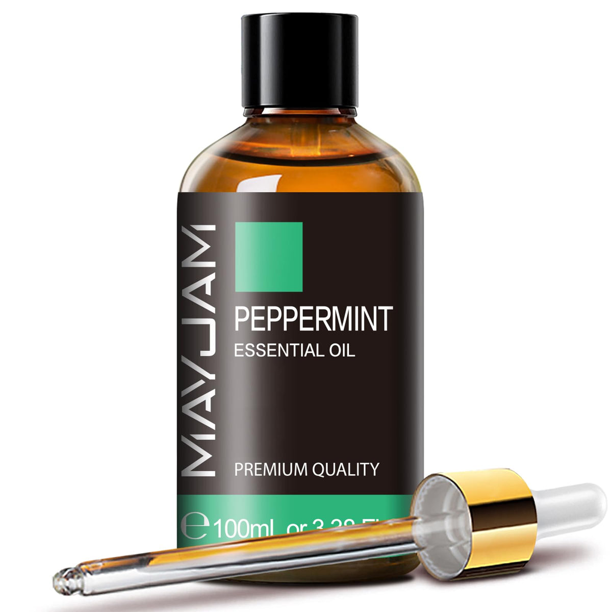 Peppermint Essential Oil 3.38oz bottle in amber glass