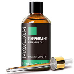 Peppermint Essential Oil 3.38oz bottle in amber glass