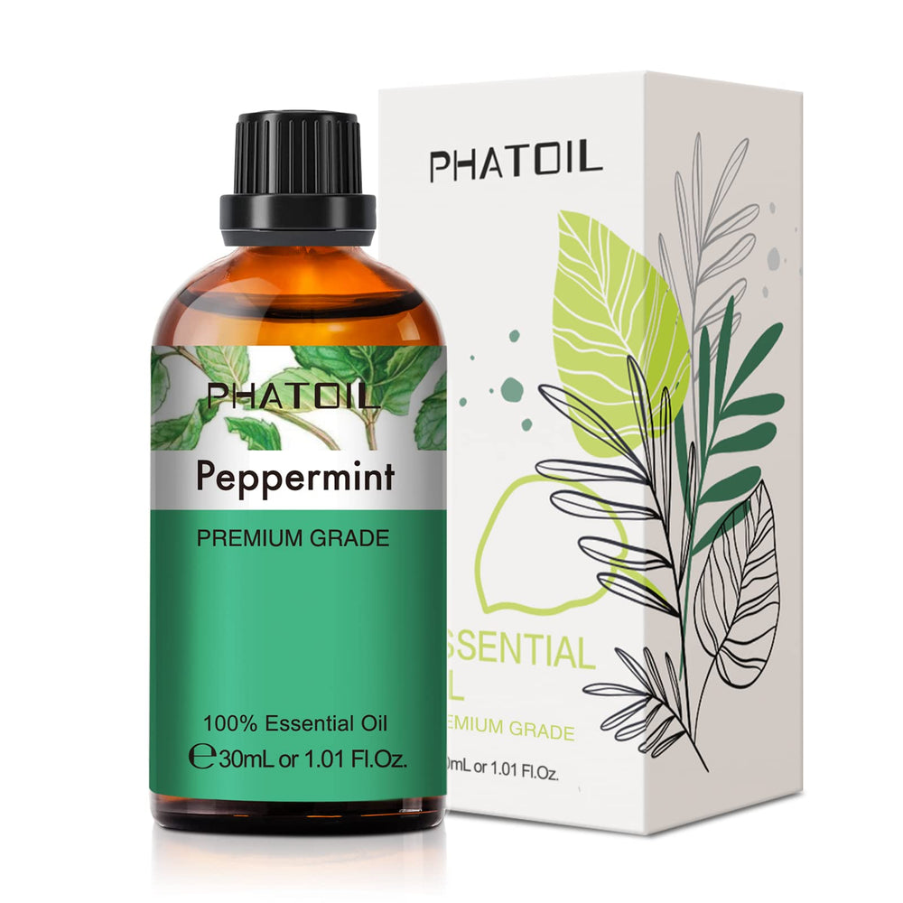 Peppermint essential oil bottle (30ml) with dropper in amber glass