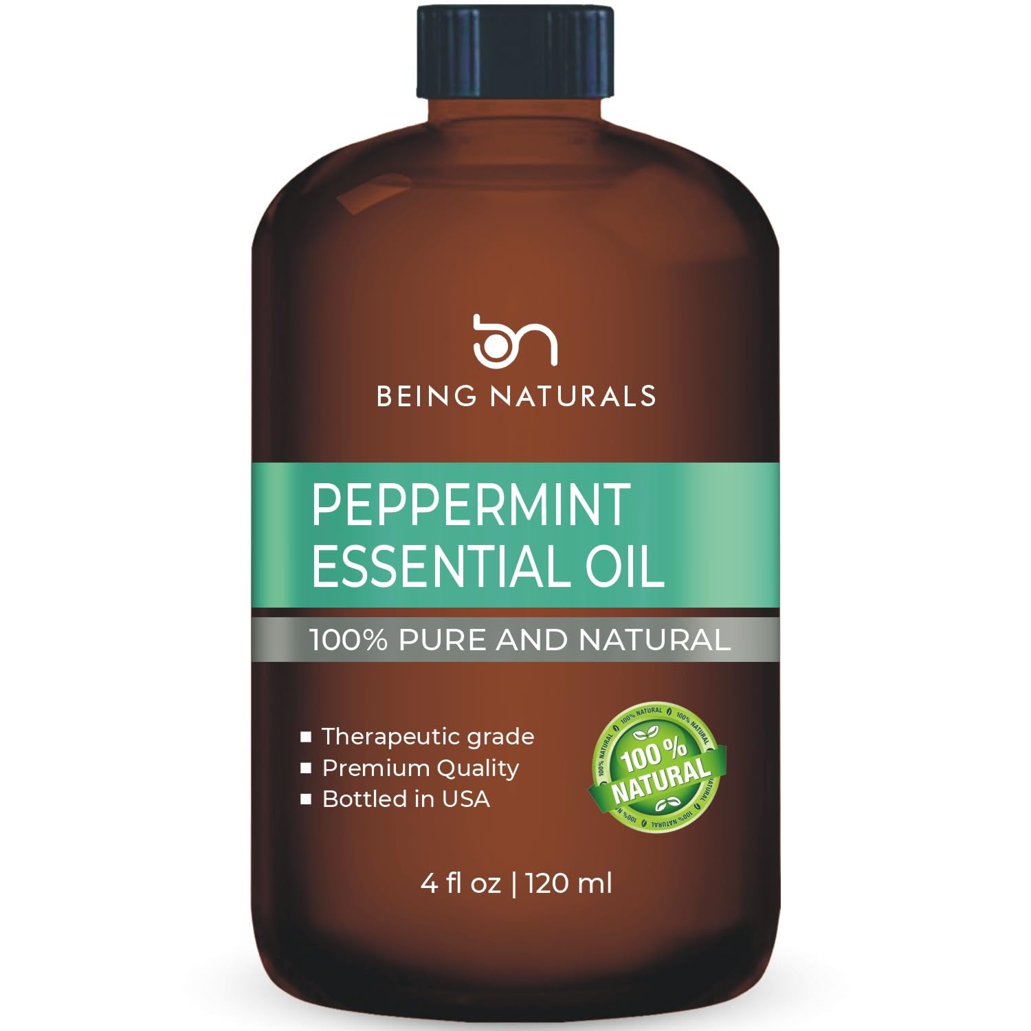 4 oz bottle of peppermint essential oil with glass dropper