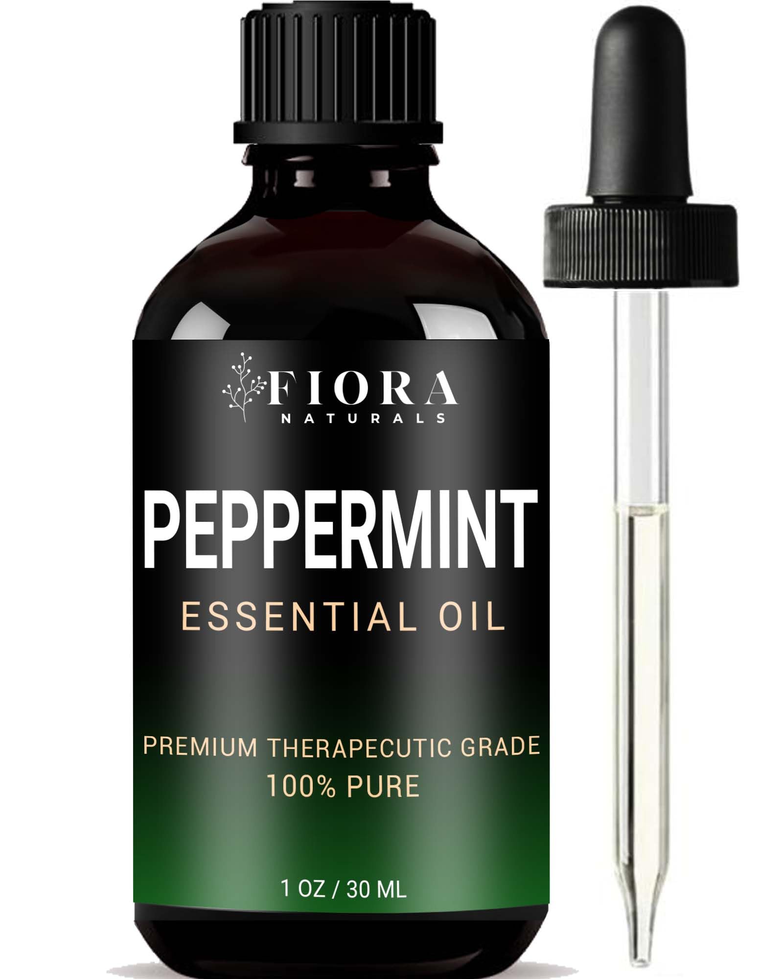 Peppermint essential oil bottle by Fiora Naturals – 100% pure Mentha piperita