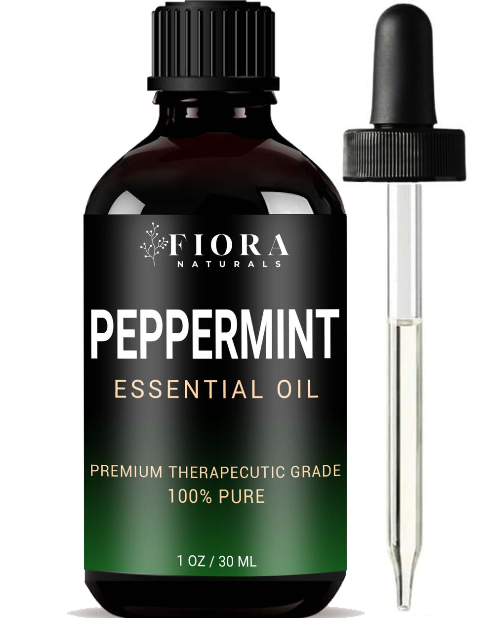 Peppermint essential oil bottle by Fiora Naturals – 100% pure Mentha piperita