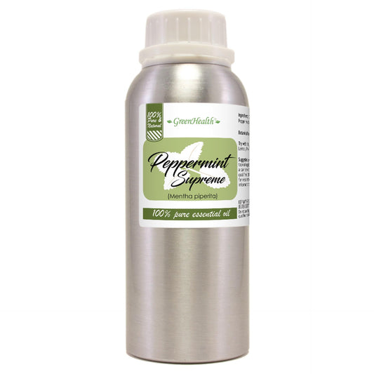 Peppermint Essential Oil 8 oz aluminum bottle with plug cap by GreenHealth