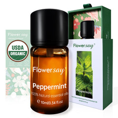100% Pure Peppermint Essential Oil in USDA Organic bottle (0.34 fl oz)
