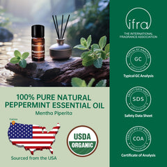 USDA Organic peppermint essential oil with certificates and COA