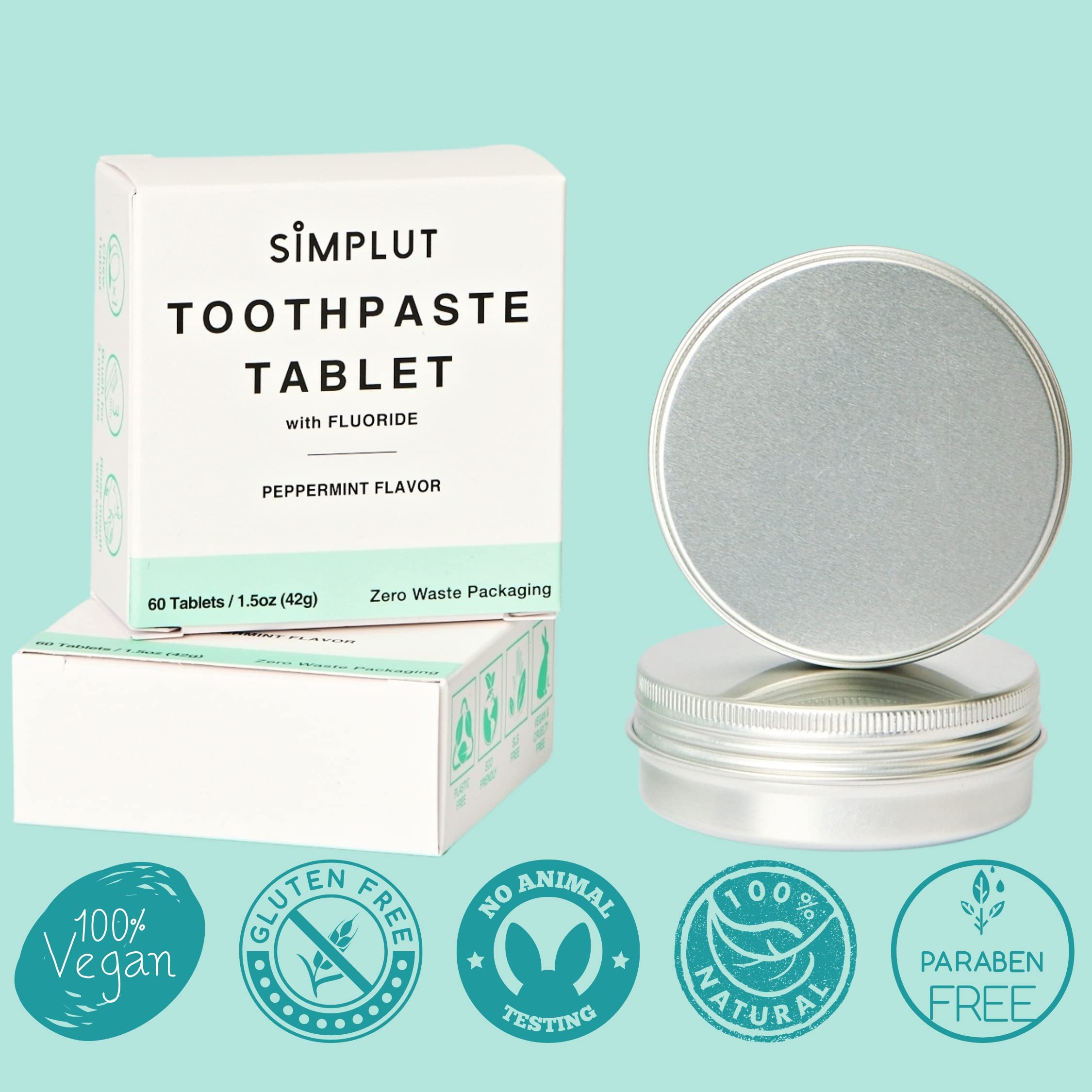 Peppermint-flavored toothpaste tablets in a travel pack