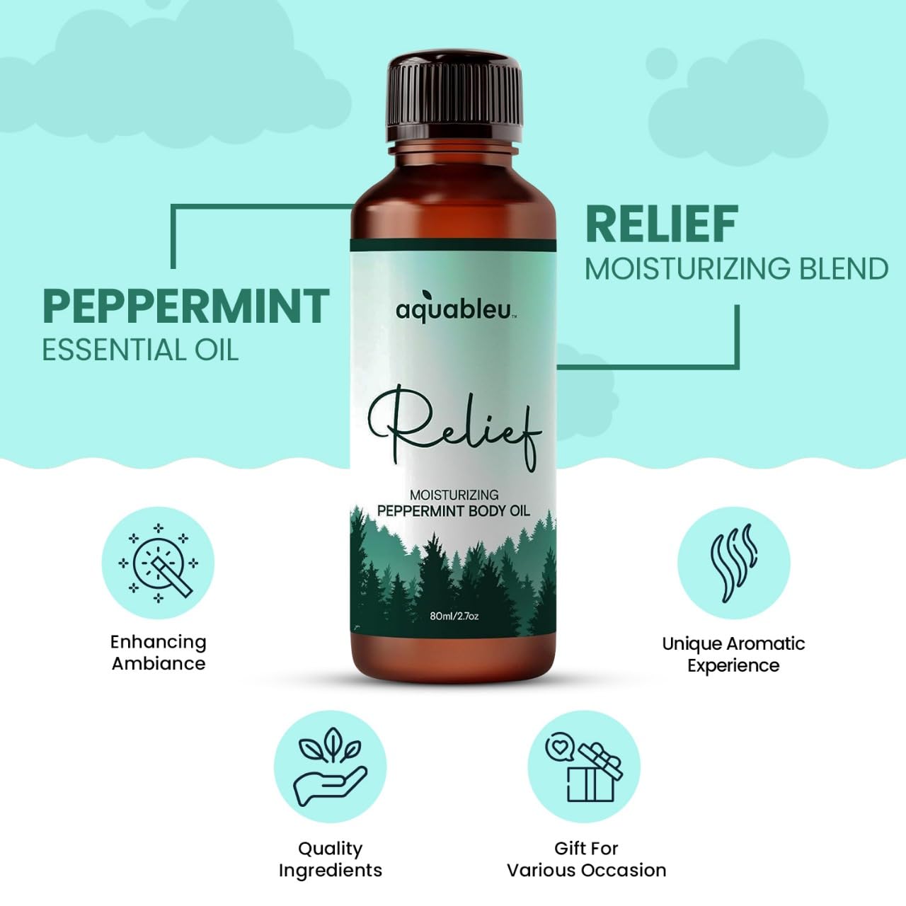 Travel-friendly peppermint massage oil bottle