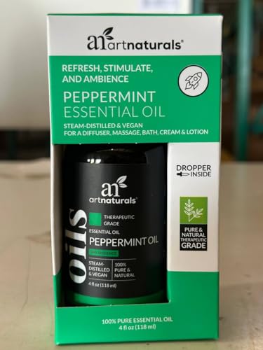 Close-up of 4oz peppermint essential oil bottle