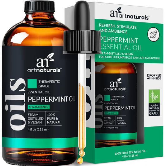 Peppermint essential oil 4oz bottle - front view