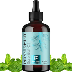 Peppermint essential oil bottle with dropper for diffuser aromatherapy