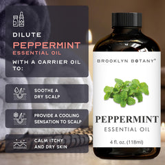 Close-up of peppermint oil bottle