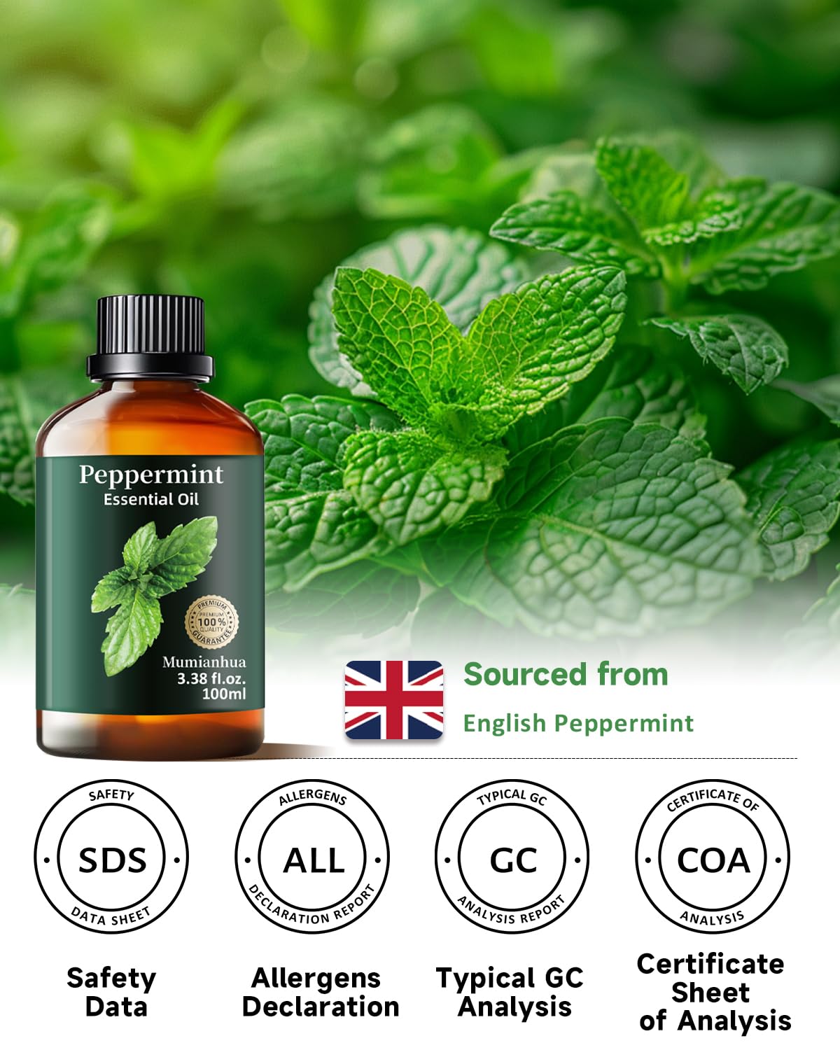 Peppermint essential oil used for cleaning and freshening indoor air.