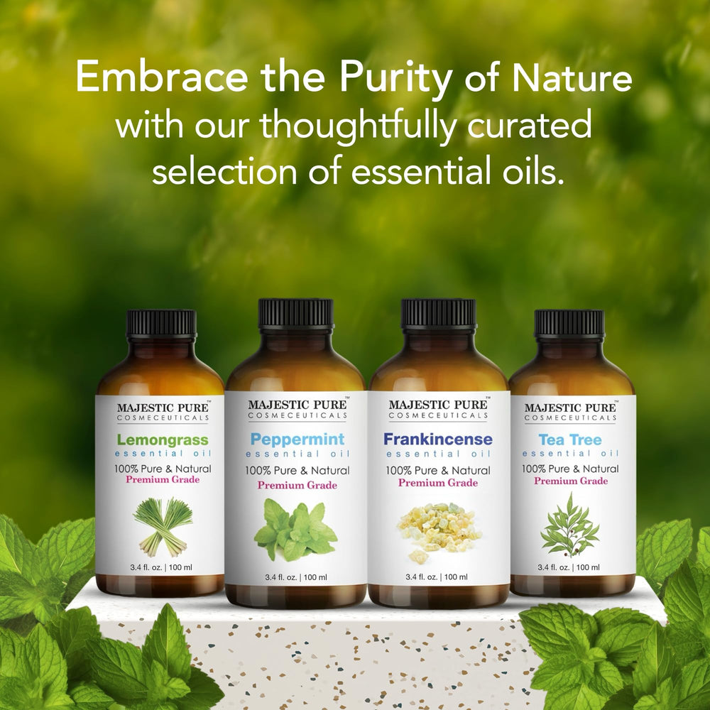 Lab-tested purity badge and product label for peppermint oil