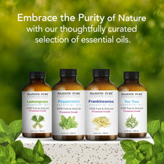 Lab-tested purity badge and product label for peppermint oil