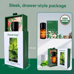 Peppermint essential oil product packaging