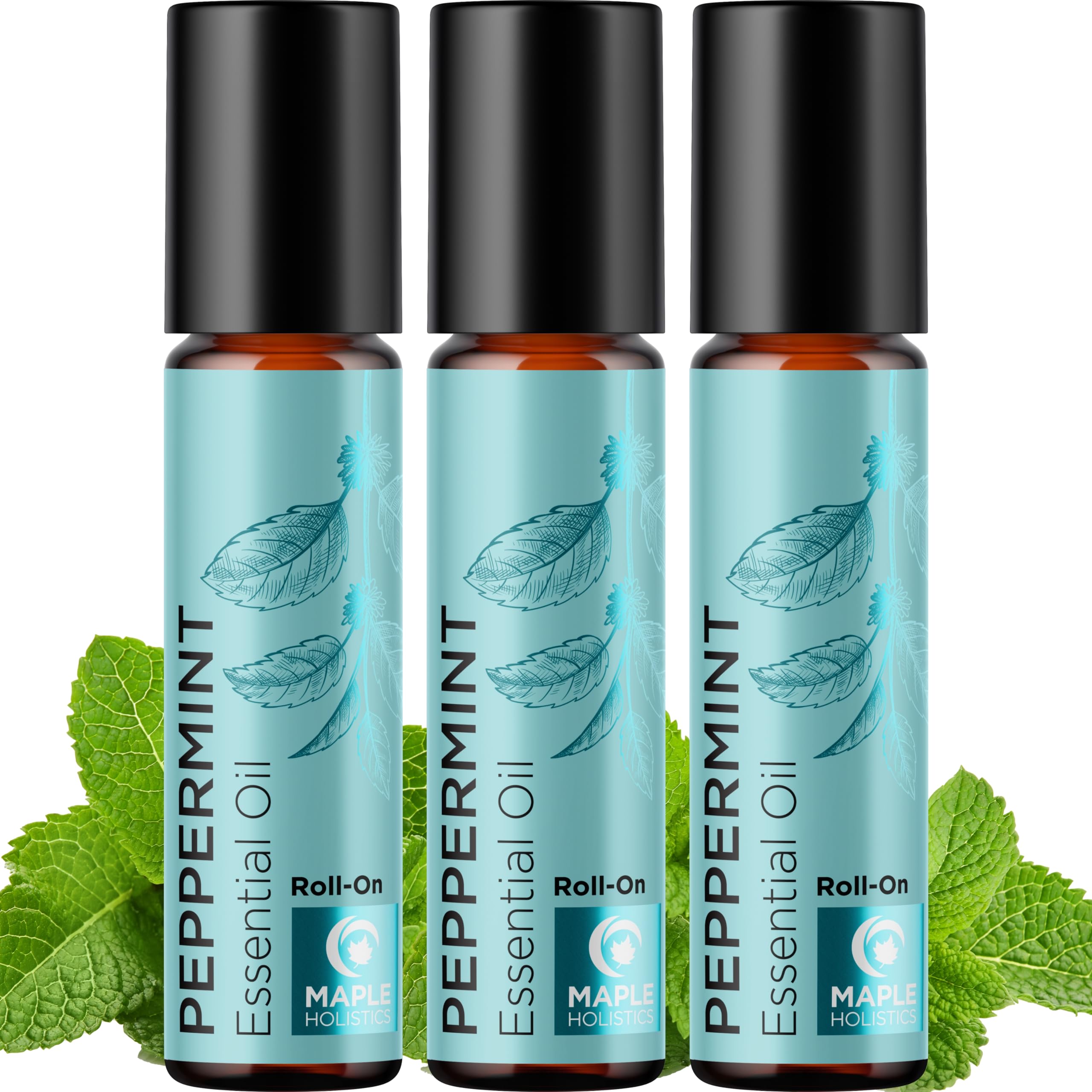 Peppermint oil roll-on bottle