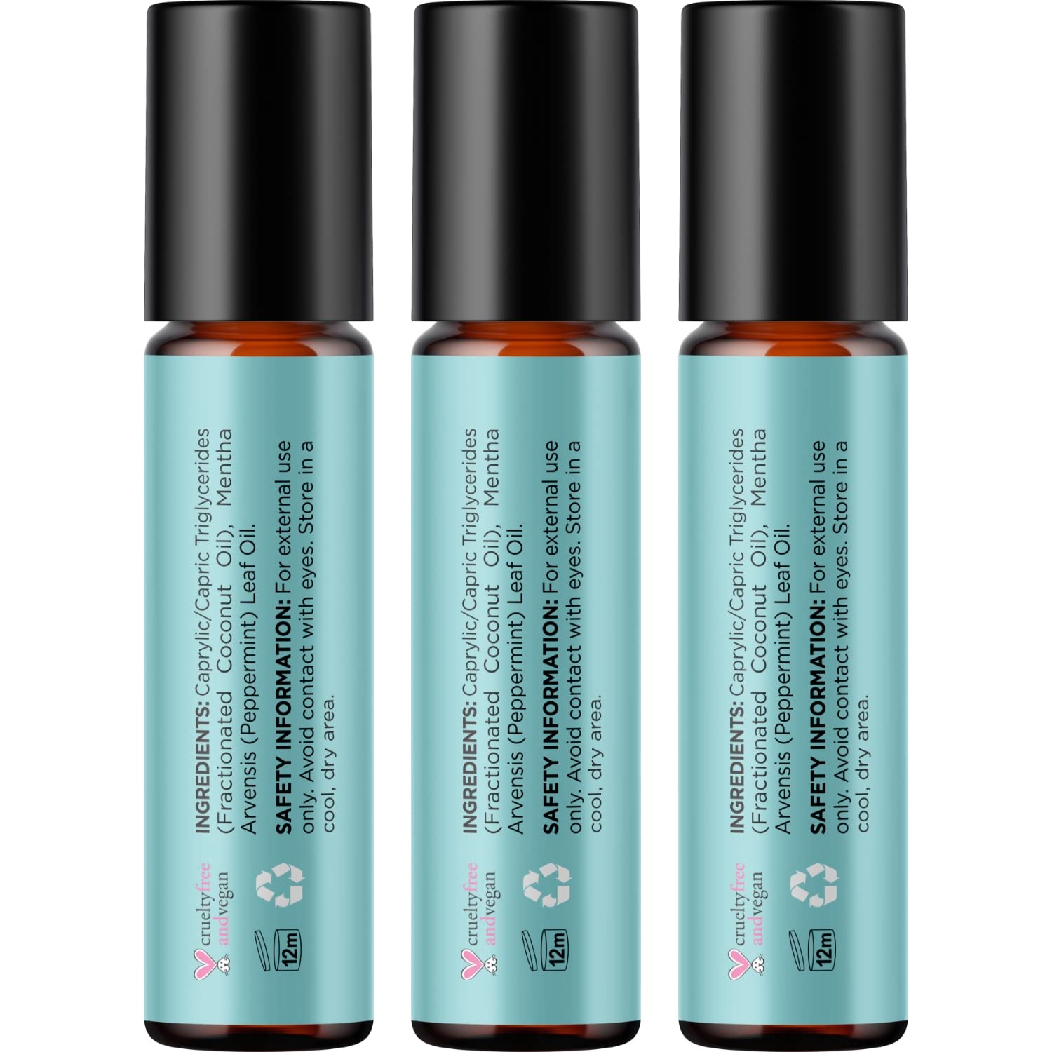 3-pack display of peppermint oil roll-ons
