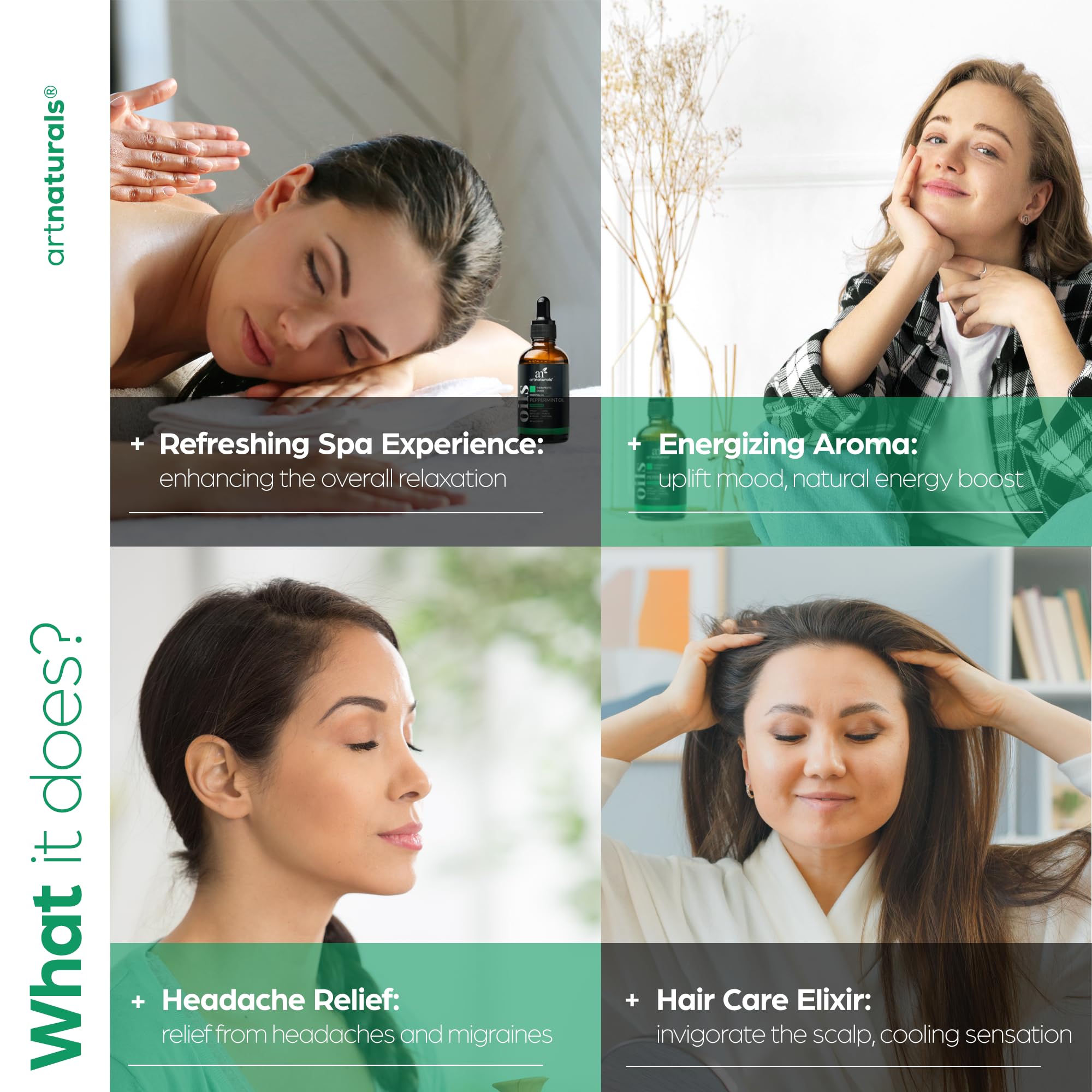 Peppermint oil for skin care application when diluted