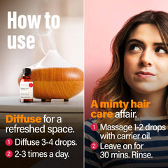 Cooling peppermint oil applied to skin
