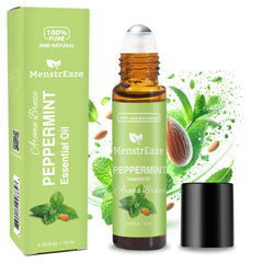 Peppermint essential oil roll-on bottle with stainless steel rollerball