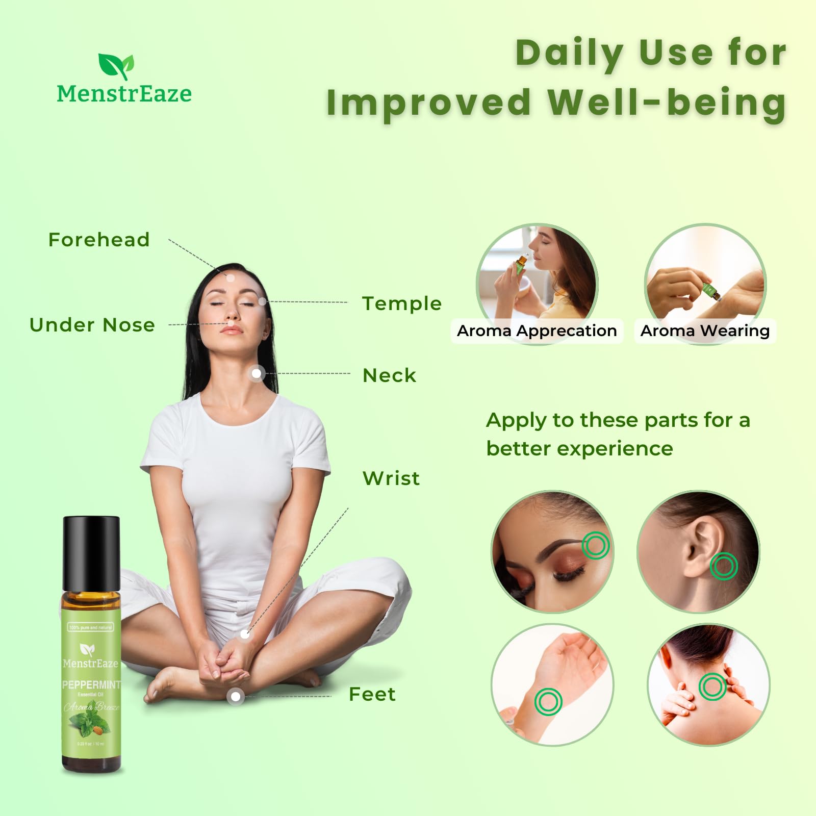 Nighttime calming mood uplift concept with peppermint aroma