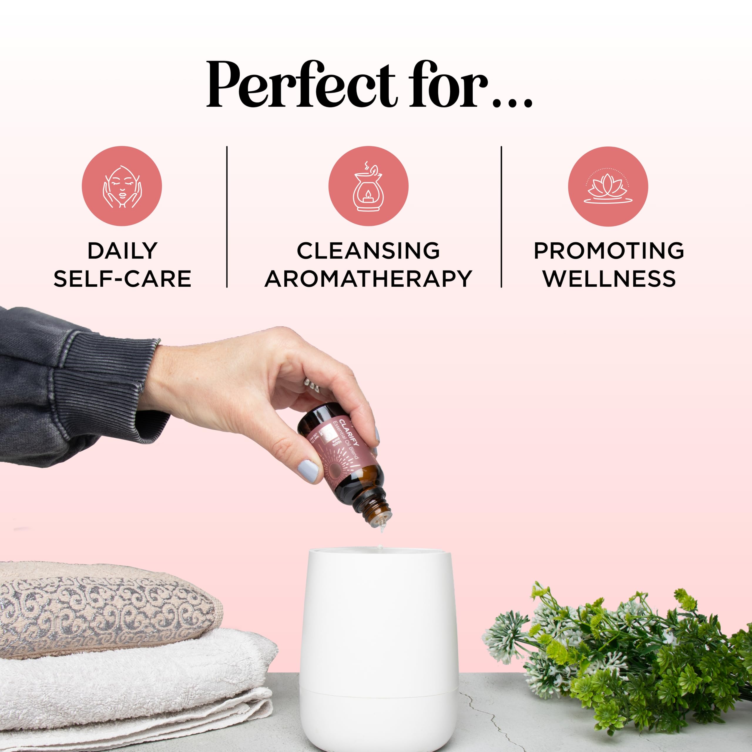 Close-up of peppermint, rosemary and lavender essential oils