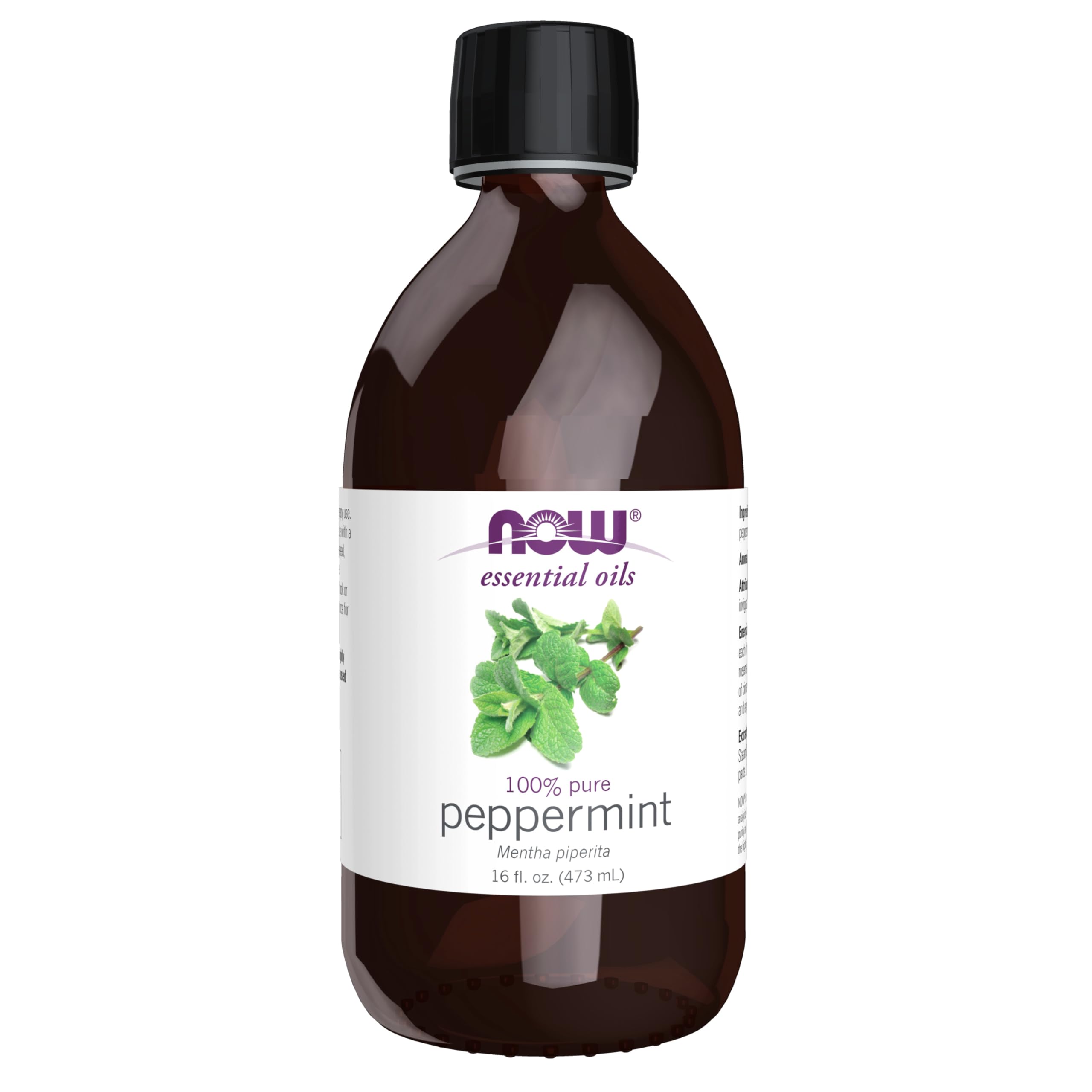 NOW Essential Oils Peppermint Oil 16 oz bottle front view