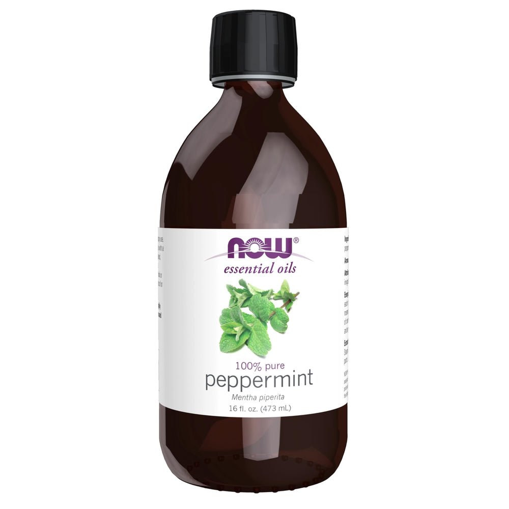 NOW Essential Oils Peppermint Oil 16 oz bottle front view