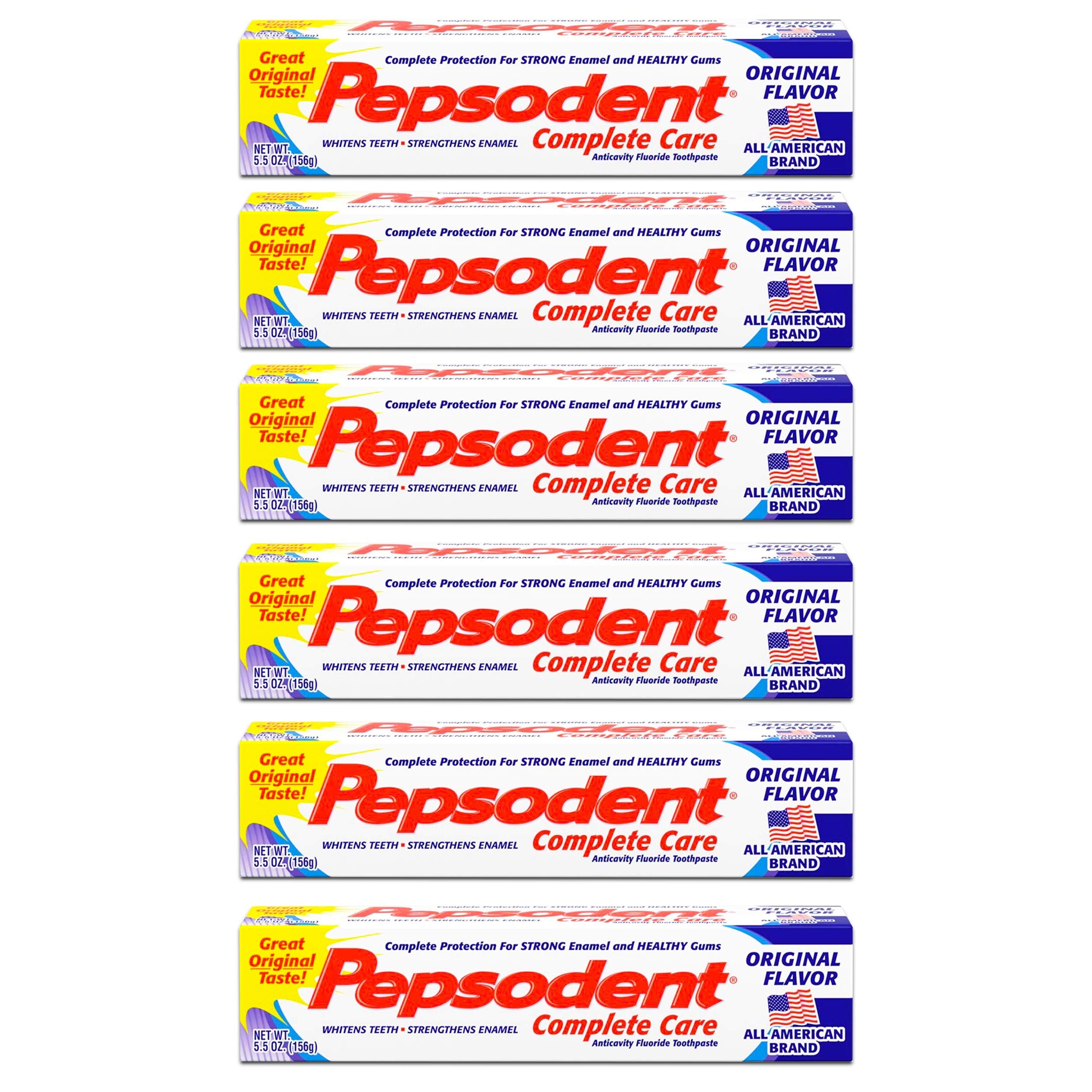 Pepsodent Complete Care Toothpaste Original Flavor 5.5 oz Pack of 6 - front view