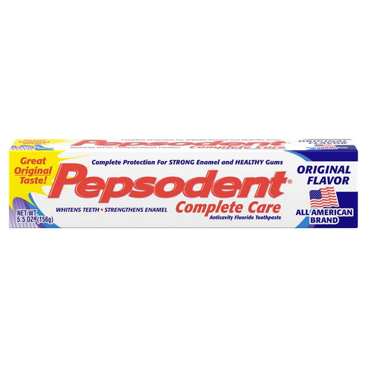 Pepsodent Complete Care Toothpaste Original Flavor 5.5 oz box front