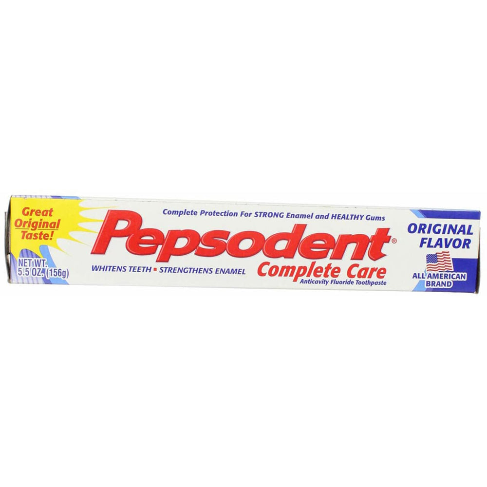 Pepsodent Complete Care toothpaste original flavor 5.5 oz packaging and tube