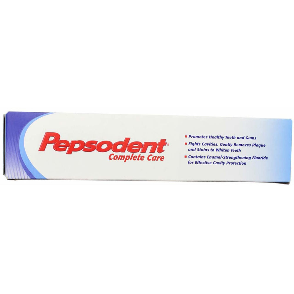 Pepsodent Complete Care toothpaste original flavor 5.5 oz label close-up