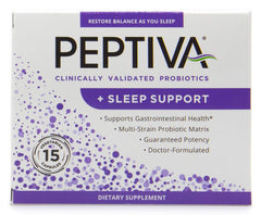 Peptiva 26 Billion CFU Probiotic and Sleep Support bottle label