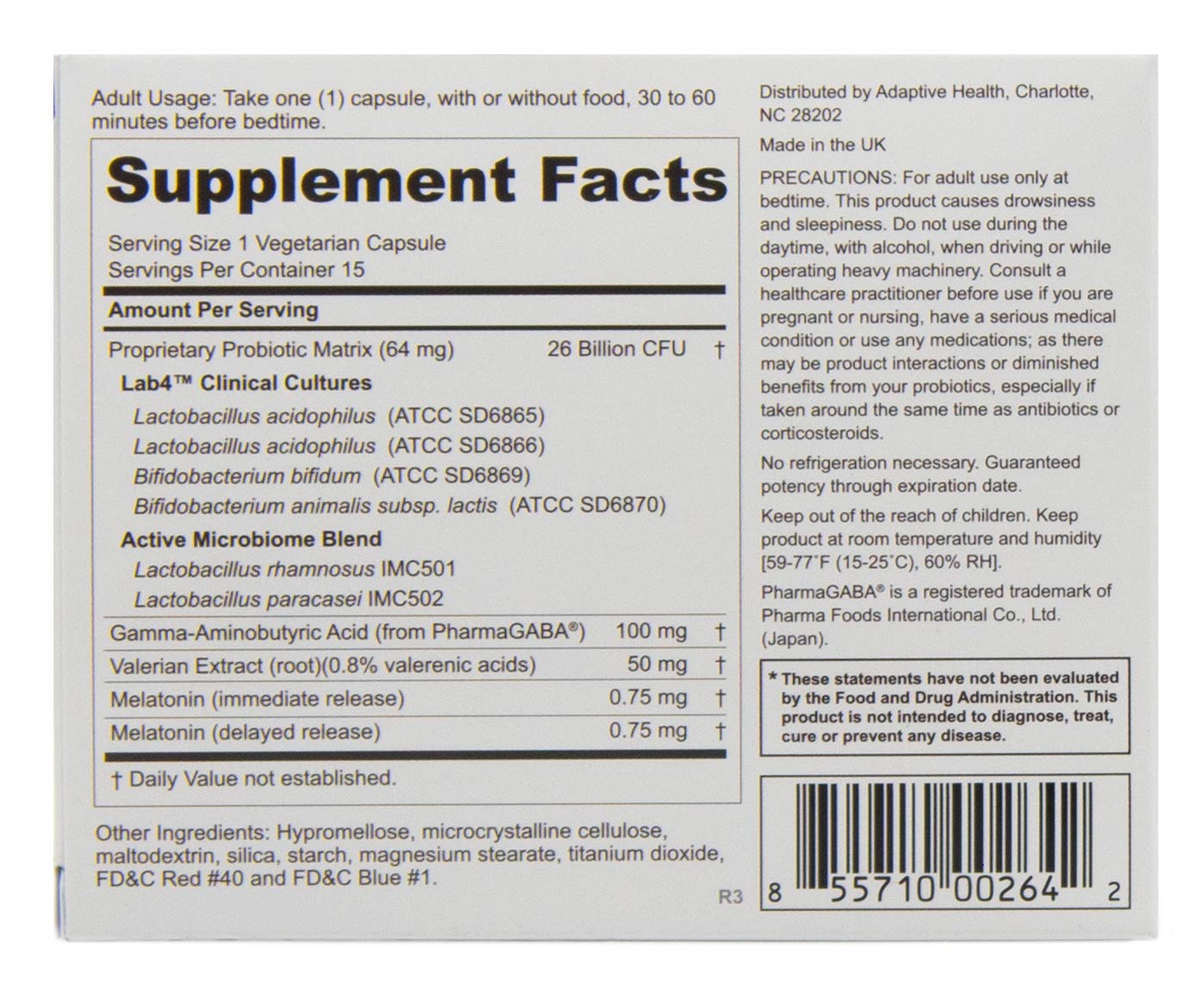 Close-up of Peptiva probiotic capsules with multi-strain formula and melatonin