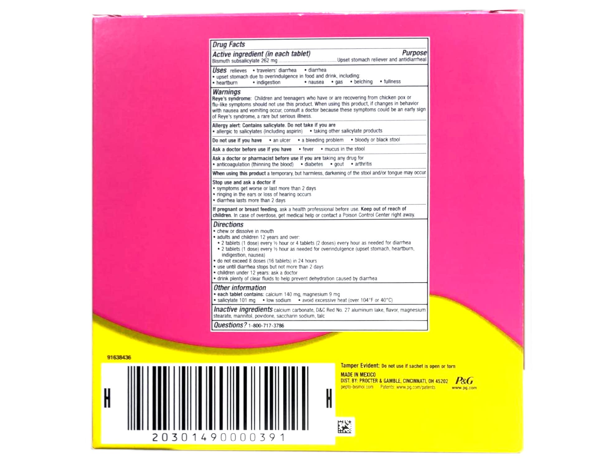 Pepto-Bismol dispenser-pill-pack designed for travel-friendly stomach relief.