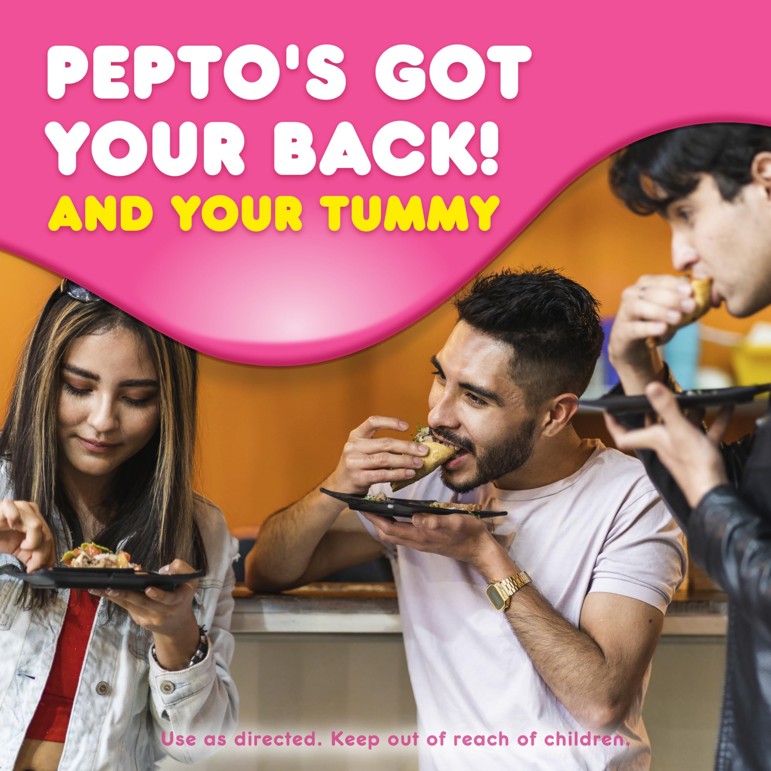 Pepto Bismol Liquicaps travel pack ready for trips and meals away from home.