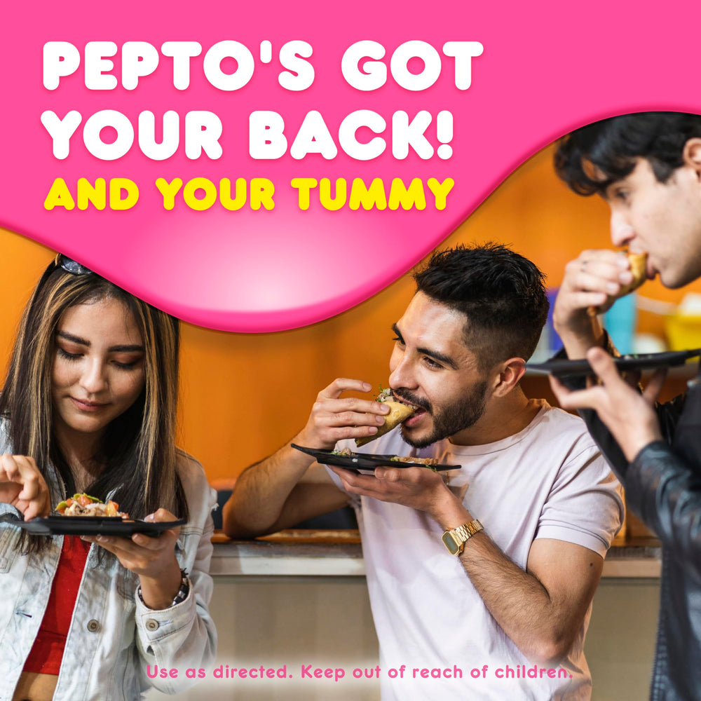 Pepto Bismol Liquicaps travel pack ready for trips and meals away from home.