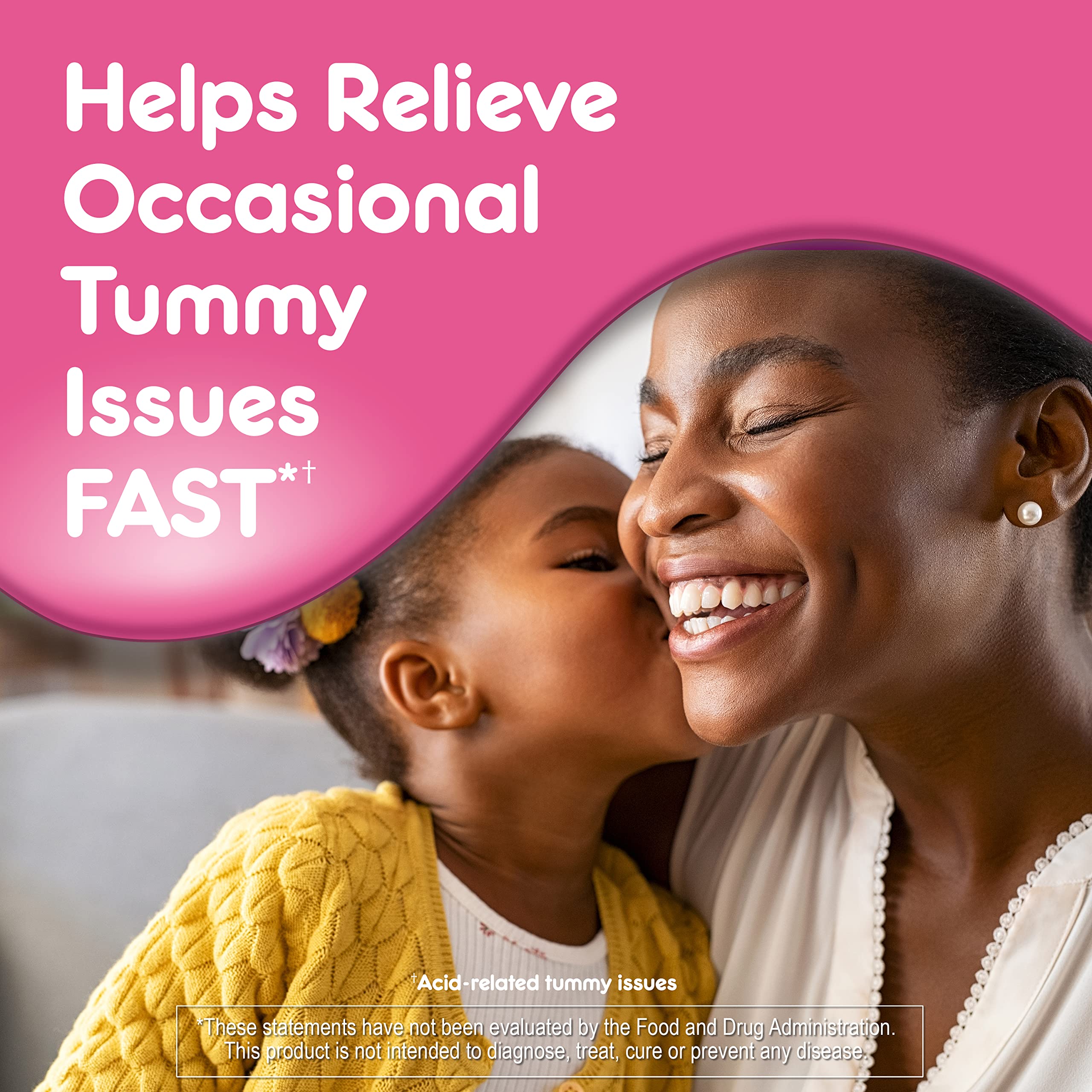 Pepto Kids Gummies ages four and up icon, simple family-friendly option