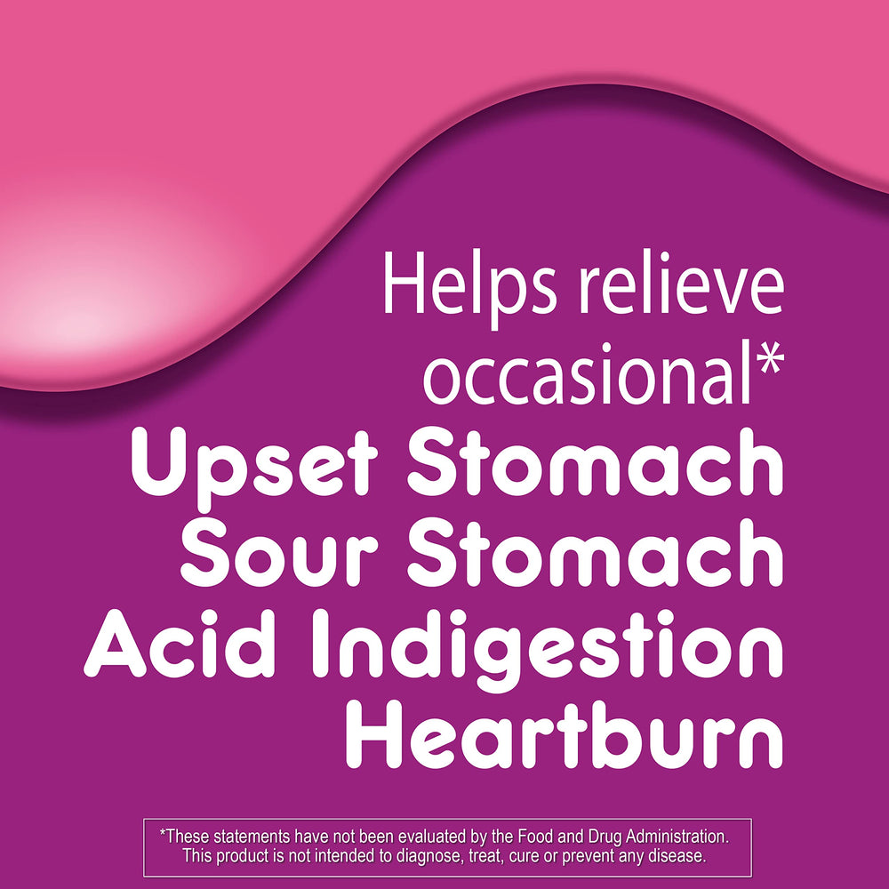 Pepto Kids Gummies pour into hand, convenient chewable for on-the-go relief