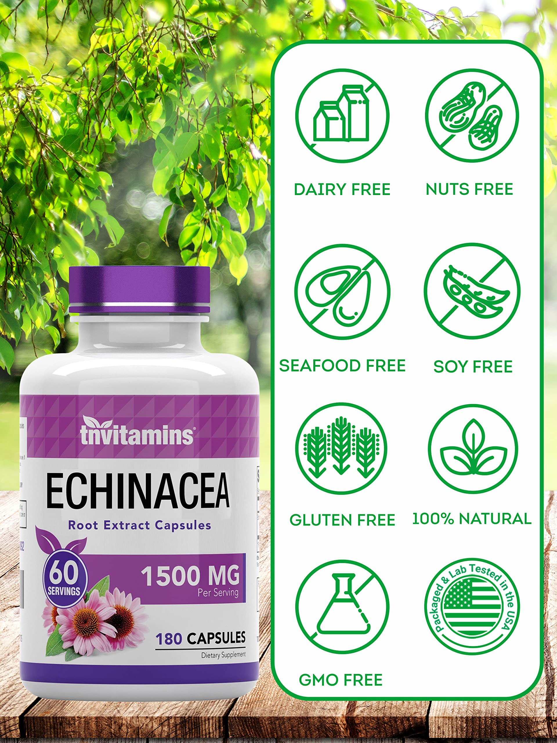 Per-pack information label for Echinacea capsules
