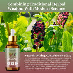 Close-up of Peralpow Poke Root Oil bottle label