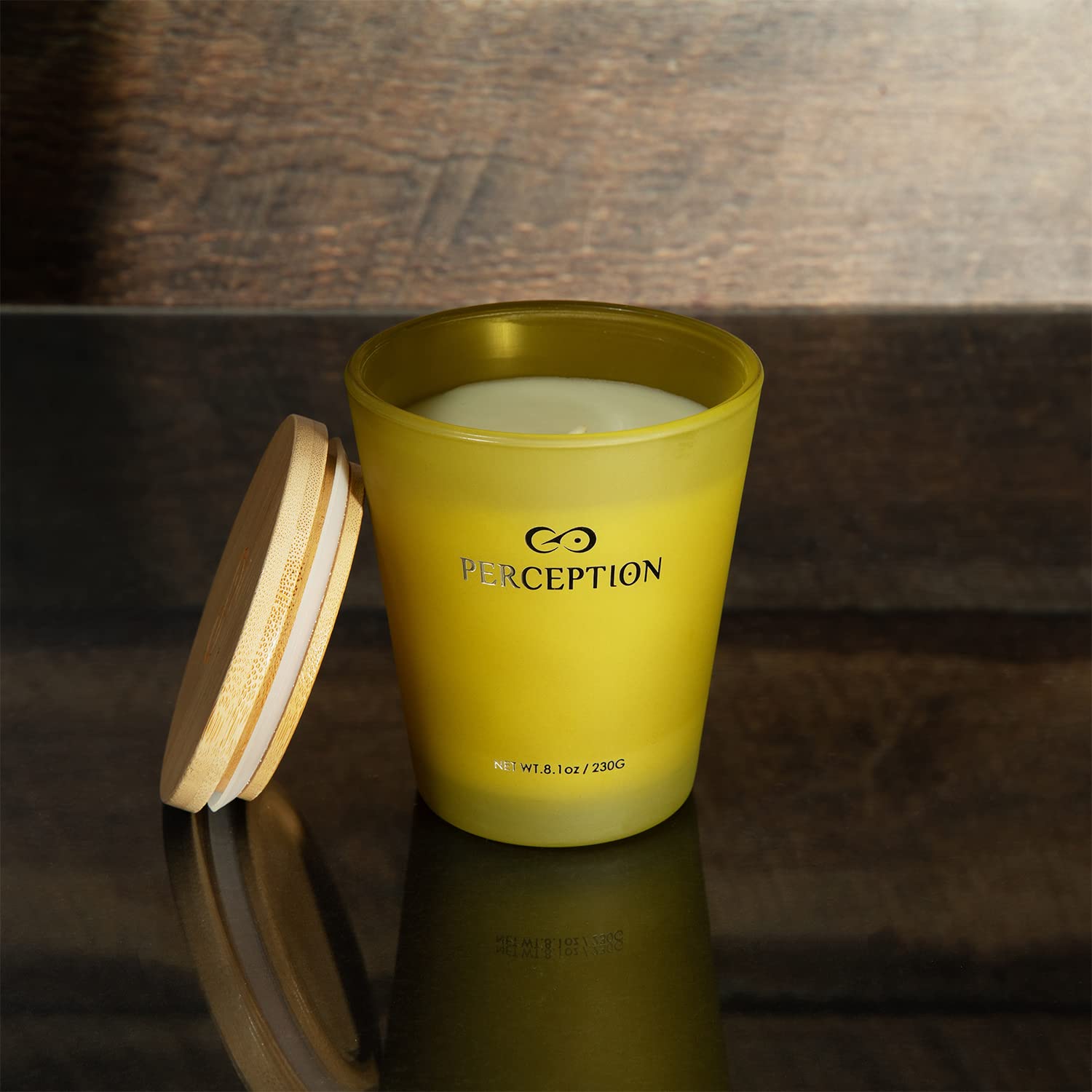 PERCEPTION AROMAS clean burn wick promotes steady fragrance release with reduced smoke.