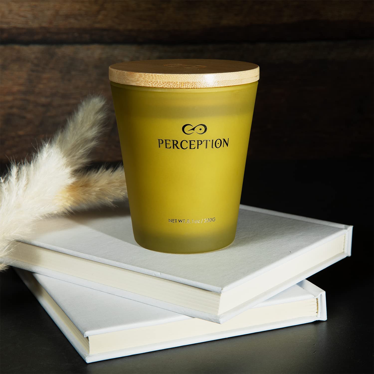 PERCEPTION AROMAS cozy room scene highlights bamboo jasmine scent for relaxing ambience.